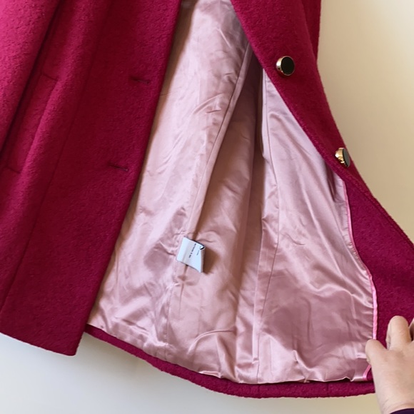 Kate Spade collared wool jacket berry red Sz S NWT - Picture 4 of 11